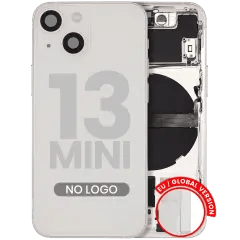 Baksida med smådelar för iPhone 13 Mini (EU / Global version) (Eftermarknad Plus) (Starlight) vit