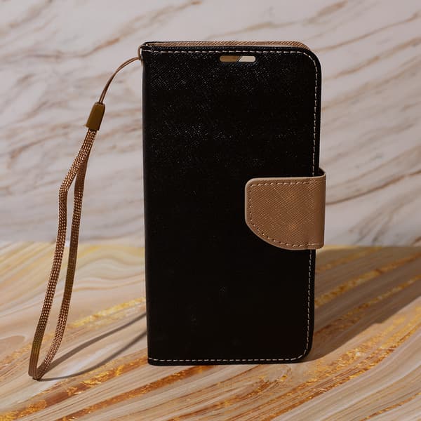 Smart Fancy fodral för iPhone 16 Pro svart-guld svart