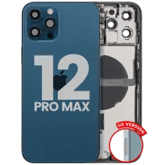 Baksida med smådelar för iPhone 12 Pro Max (amerikansk version) (begagnad OEM-dragning: Grade B) (Pacific Blue)
