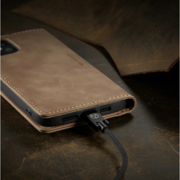 Läderfödral caseme 0013 för Samsung A15 ljusbrun brun