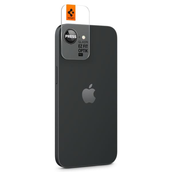 Spigen Optik Pro Glas tR \"EZ Fit\" Kameraskydd 2-pack för iPhone 16E svart