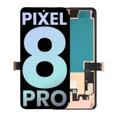 OLED-enhet med ram (med fingeravtryckssensor) för Google Pixel 8 Pro (äkta OEM) (alla färger)