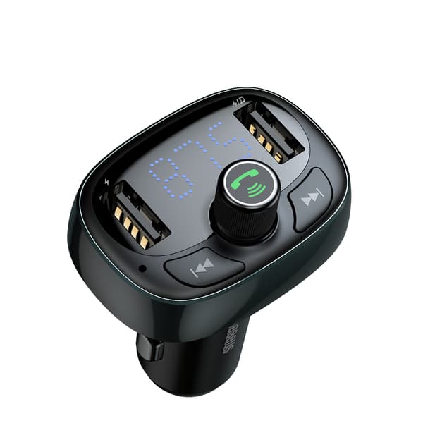 FM Transmitter for Car - Baseus T Shaped S-09 Bluetooth MP3 Car Charger - Black