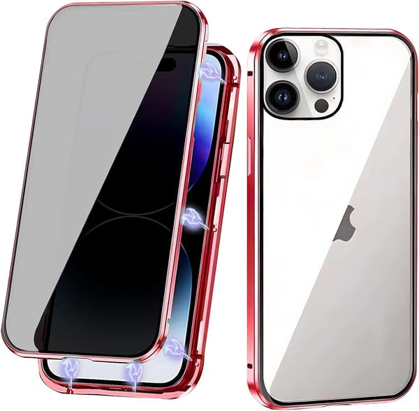Sekretess dubbelt magnetiskt skal iphone 13 röd