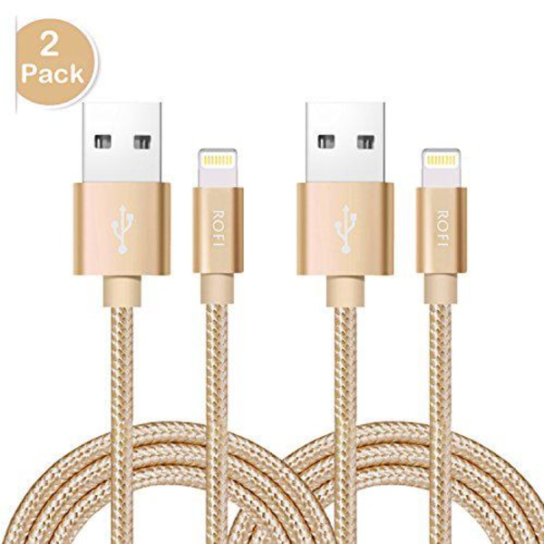 2 st 2 m hög kvalitet  iphone kabel guld