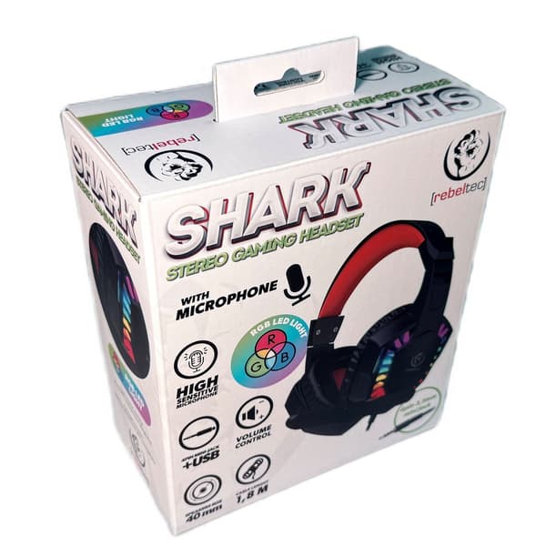 Rebeltec gamingheadset SHARK jack usb transparent