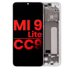 OLED-enhet med ram för Xiaomi Mi 9 Lite / CC9 (Aftermarket Plus) (pärlvit)