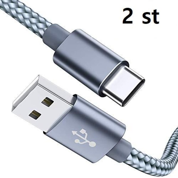 2 st 2m top kvalitet USB-C färgade kabel|svart svart