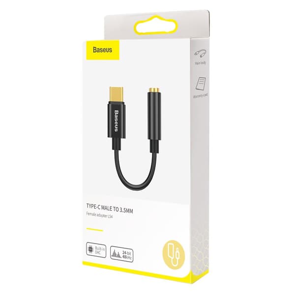 Baseus-adapter L54 USB-C till jack 3,5 mm svart