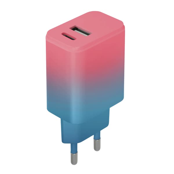 Setty laddare USB + USB-C 20W LSIG-AC-20 turkos-rosa gradient rosa