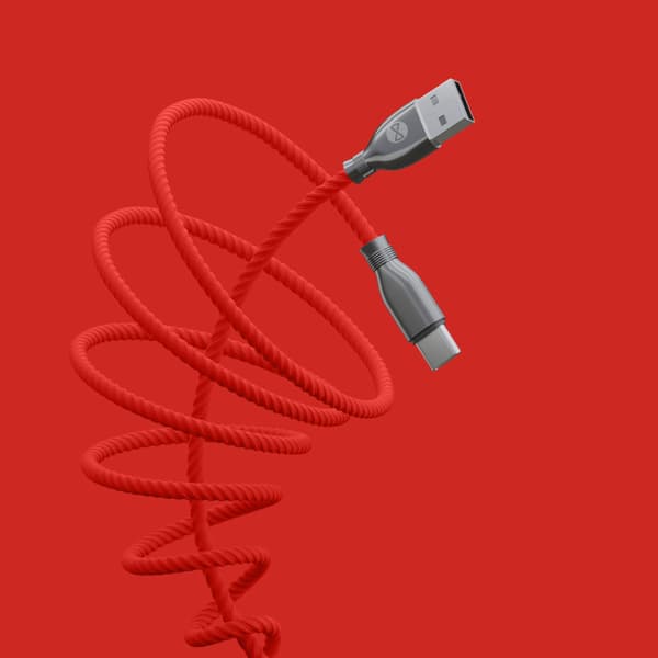 Forever Tornado-kabel USB - USB-C 1,0 m 3A röd röd