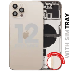 Baksida med smådelar för iPhone 12 Pro Max (EU / Global version) (Använd OEM-drag: Klass A) (Guld) guld