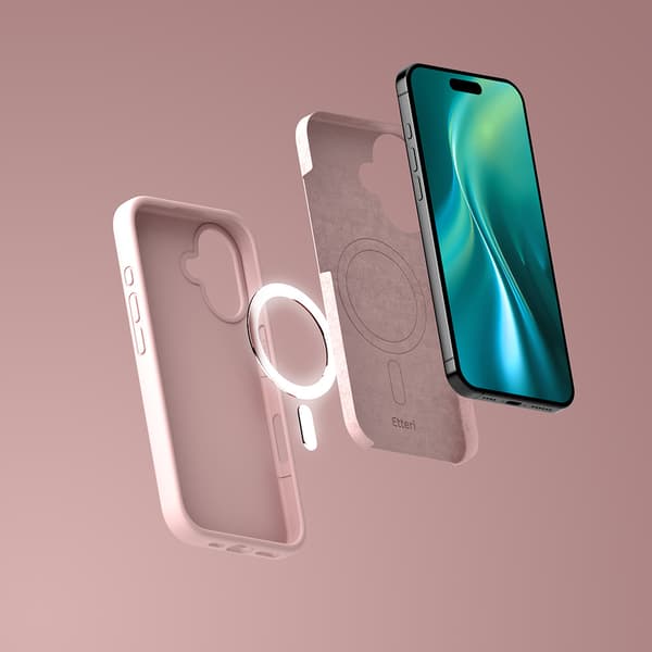 Etteri Silikon Mag skal för iPhone 16e / 17e ljusrosa rosa