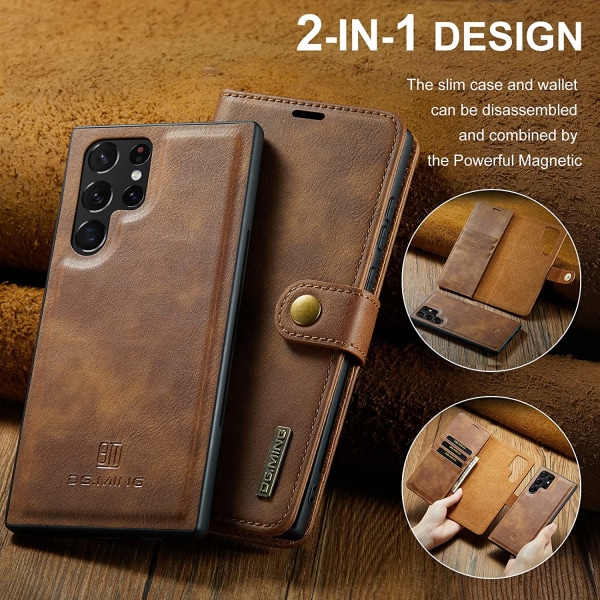 DG.MING  för Samsung Galaxy S22  ,brun brun