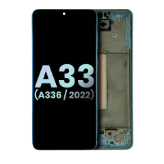 OLED-enhet med ram för Samsung Galaxy A33 5G (A336 / 2022) (Service Pack) (Blå)