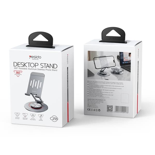 YESIDO UNIVERSAL BORDSTÄLL C299 FÄLLBAR ROTERANDE SILVER