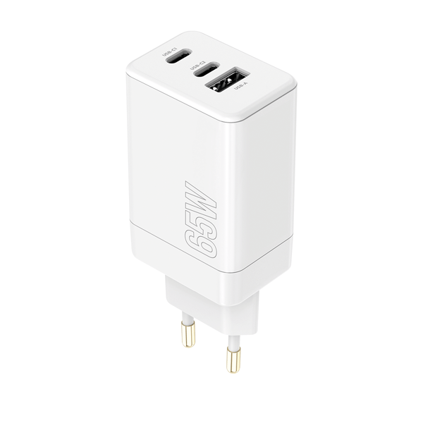 Maxlife MXTC-08-65ACC PD QC laddare 2x USB-C 1x USB 65W vit vit