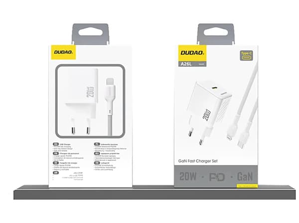 Dudao A26EU Adapter 20Watt GaN 1xUSB-C vit vit