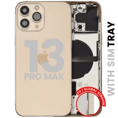 Baksida med smådelar för iPhone 13 Pro Max (EU / Global version) (Begagnad OEM-dragning: Klass C) (Guld) guld