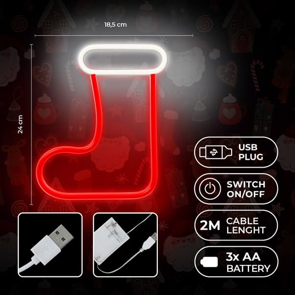 Neon LED JULSTRUMPA vit röd FLNE23 Forever Light