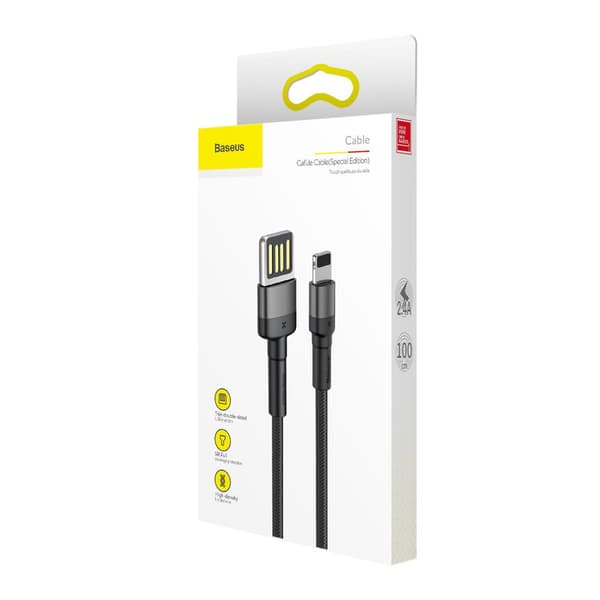 Baseus kabel Cafule USB - Lightning 1,0 m 2,4A grå-svart dubbelsidig USB
