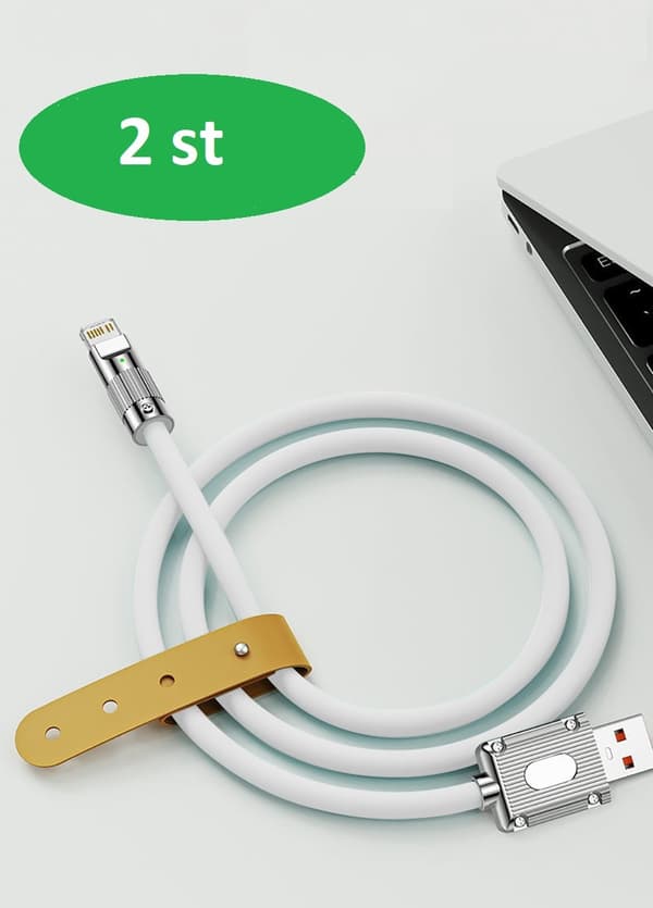 2-pack 2 m 120W snabb iPhone USB laddare – Vit svart