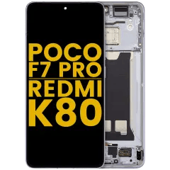 OLED-enhet med ram för Xiaomi Poco F7 Pro / Redmi K80 (renoverad) (blå) blå