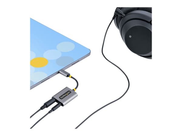 Startech USB-C Headphone Splitter, USB Type C Dual Headset Adapter w/Microphone Input, USB C to 3.5mm Adapter/Earphone Dongle, USB C to Audio Jack/Aux