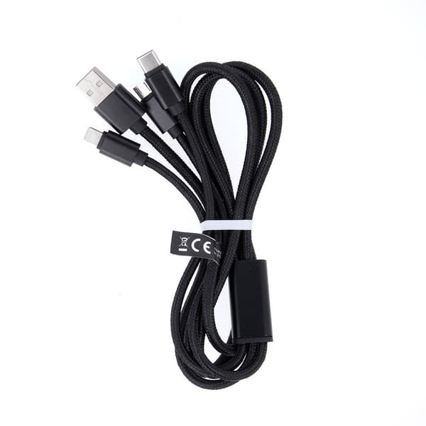 3-I-1 kabel USB - Lightning + USB-C + Micro-USB 1,0 m