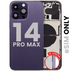 Baksida med smådelar för iPhone 14 Pro Max (amerikansk version) (begagnad OEM-dragning: Grade B) (Deep Purple) lila