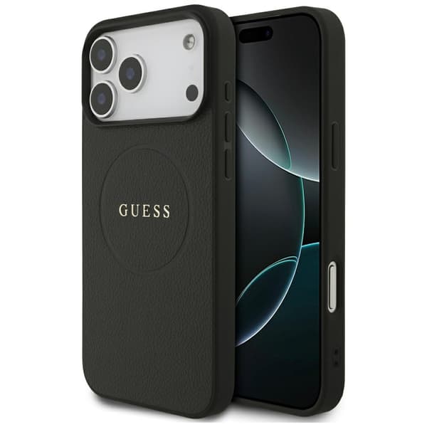 Guess Grained Ring MagSafe-fodral för iPhone 17 Pro Max svart