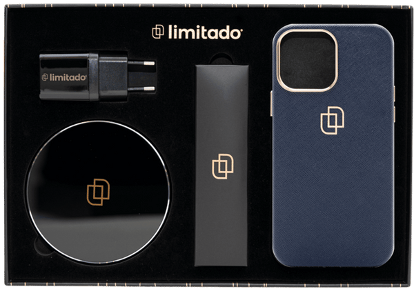 Tillbehörspaket – iPhone 13 pro max – Midnattsblå Saffiano