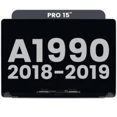 Komplett LCD-skärmmontering för MacBook Pro 15\" A1990 (2018-2019) (Begagnad OEM-dragning: Klass C) (Rymdgrå) svart