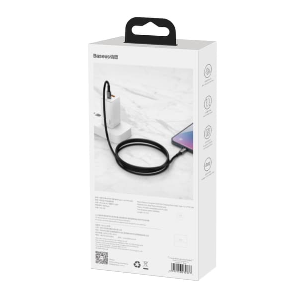 Baseus-kabel Tungsten PD USB-C - Lightning 1,0 m svart 20W