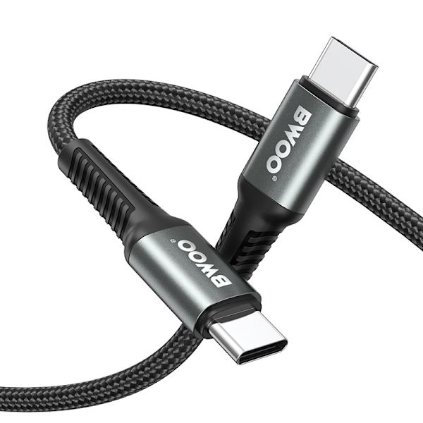 BWOO Flätad kabel USB-C - USB-C 2m 60W svart