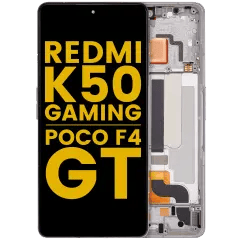 OLED-enhet med ram för Xiaomi Poco F4 GT / Redmi K50 Gaming (renoverad) (silver) silver