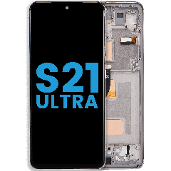 LCD-enhet med ram (utan fingeravtryckssensor) för Samsung Galaxy S21 Ultra (USA och internationell) (Eftermarknad: Incell) (Phantom Silver)