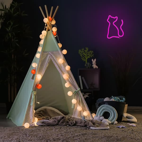 Neon LED-lampa KATT rosa fladdermus + USB FLNE04 Forever Light