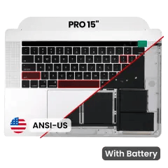 Toppfodral med batteri och tangentbord (ANSI US) för MacBook Pro 15\" A1707 (2016-2017) (silver) silver