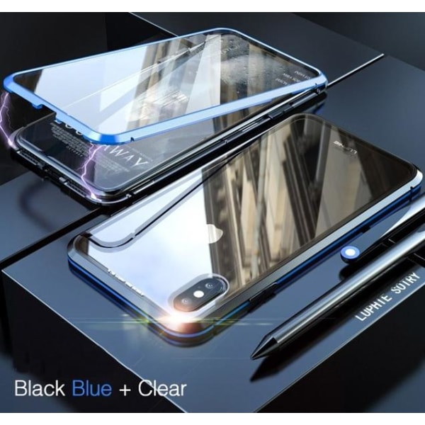 Dubbelsidig magnet fodral med härdat glas för iphone 11 pro svart