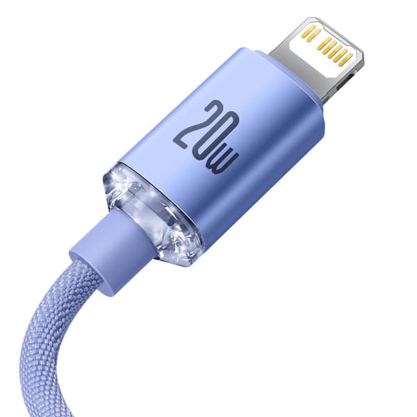 Baseus kabel Crystal Shine USB-C - Lightning 2,0 m 20W lila lila