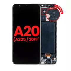 OLED-enhet med ram för Samsung Galaxy A20 (A205 / 2019) (F-version) (Eftermarknad Plus) (Alla färger)