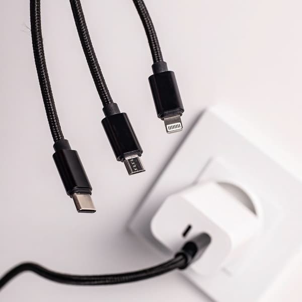 Maxlife 3i1-kabel USB - Lightning + USB-C + microUSB 1,0 m 2,1A svart nylon svart