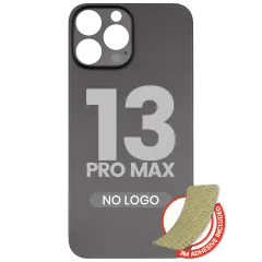 Baksida i glas med 3M-lim för iPhone 13 Pro Max (ingen logotyp / stort kamerahål) (grafit) svart