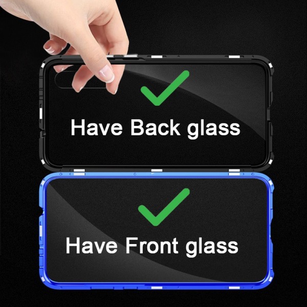 Dubbelsidigt glas magnetisk metall för Samsung Note10plus  blå blå