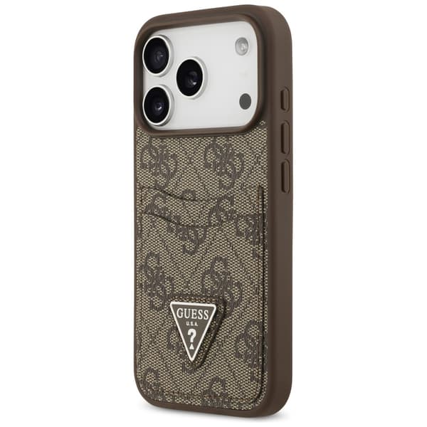 Guess 4G Double Card Triangle-fodral för iPhone 17 Pro brun