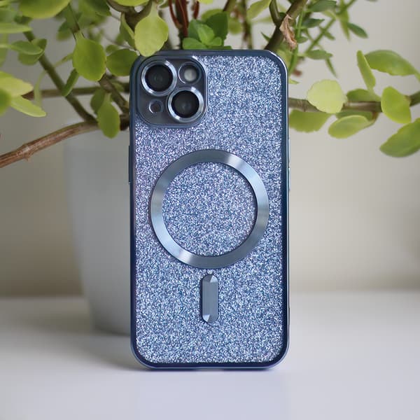 Glitter Chrome Mag-fodral för iPhone 15 Plus 6,7\" blå
