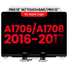 Komplett LCD-skärmmontering för MacBook Pro 13\" A1706 / A1708 (2016-2017) (Aftermarket Plus) (Rymdgrå) svart