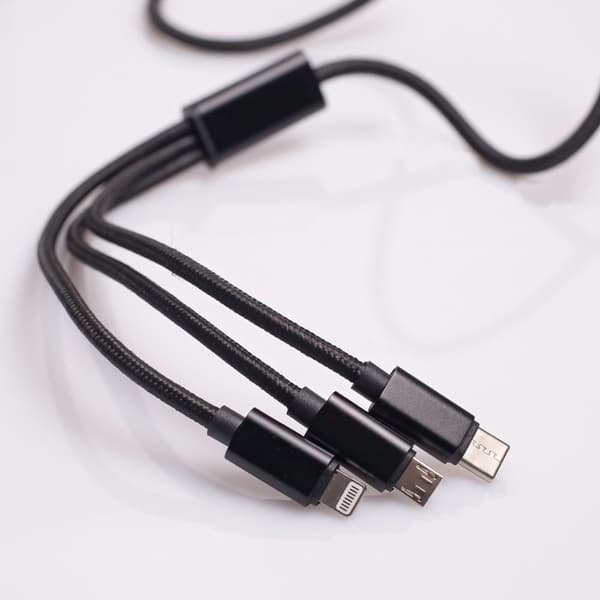 3-I-1 kabel USB - Lightning + USB-C + Micro-USB 1,0 m