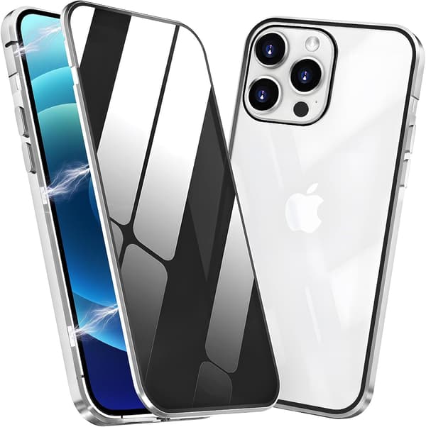 Sekretess dubbelt magnetiskt skal iphone 16 pro max silver